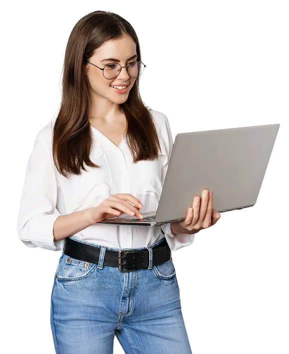 Lady Standing In Laptop