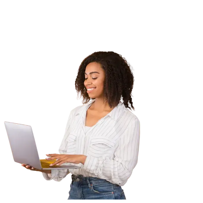 Lady Holding A Laptop